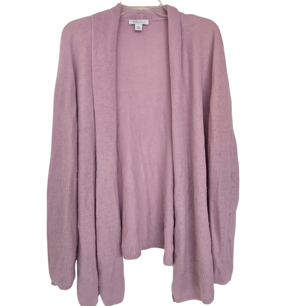 Nordstrom Signature Cashmere Linen Cardigan Sweater Lavender Purple Womens Large